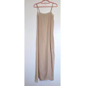 NWOT Marie France Van Damme 100% Silk Sheer Long Slip, M, Gold